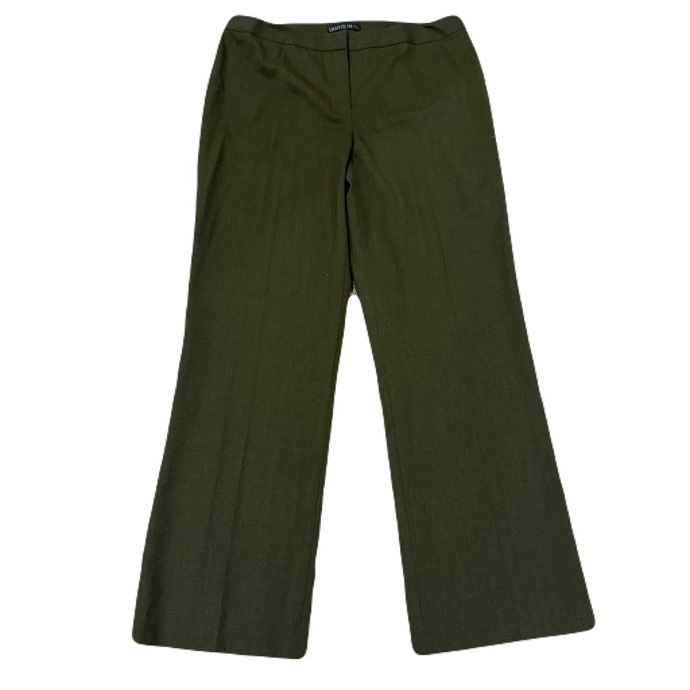 LAFAYETTE 148 NEW YORK Women's Pine Green Stretch Wool Dress Pants Size 14